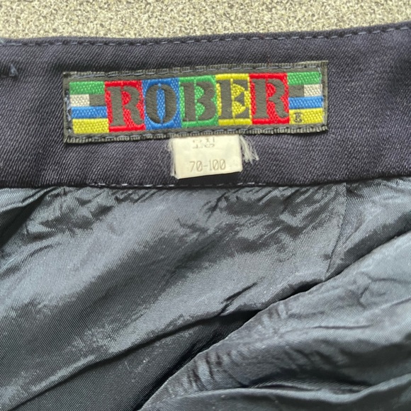 Rober Navy Blue High Waisted Dress Shorts With Gold Beaded Hem - Picture 5 of 10